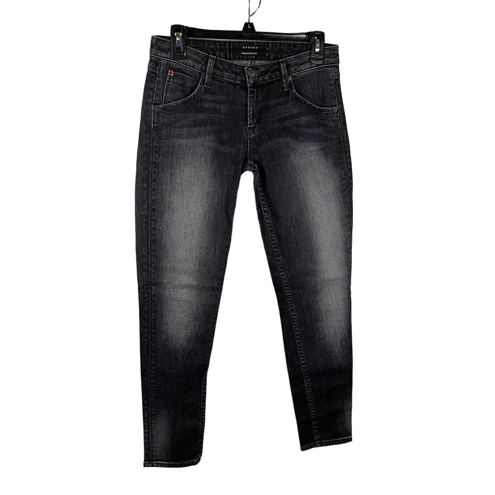 HUDSON Womens Size 27 Black Acid Washed Skinny Skinny Jean Low Rise USA Made